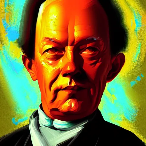 Prompt: a vibrant painting, portrait of Leonhard Euler, disco elysium style!!!, Aleksander Rostov, sketch art, digital painting, expressionism, noir