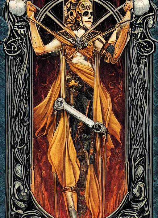 Prompt: tarot card template death _ by _ filipe _ pagliuso _ and _ justin _ gerard _ symmetric _ fantasy _ highly _ detailed _ realistic _ intricate _ port