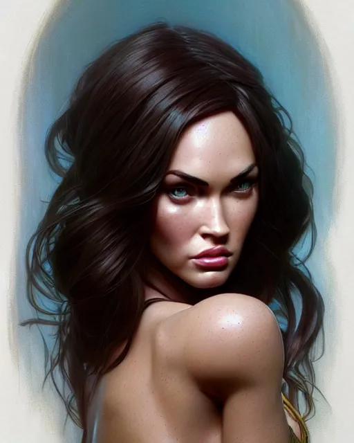 Image similar to portrait of megan fox as a dollhouse doll, miniatures, puppet, action figure, intricate, headshot, highly detailed, digital painting, artstation, concept art, sharp focus, cinematic lighting, illustration, art by artgerm and greg rutkowski, alphonse mucha, cgsociety