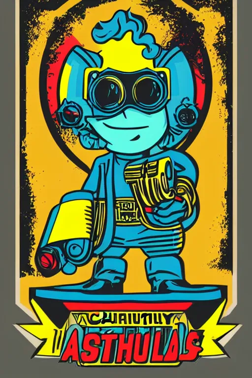 Image similar to fallout 7 6 retro futurist illustration art by butcher billy, sticker, colorful, illustration, highly detailed, simple, smooth and clean vector curves, no jagged lines, vector art, smooth andy warhol style