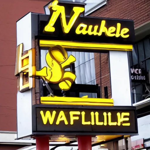 Image similar to waffle house sign, funny jumbled letters