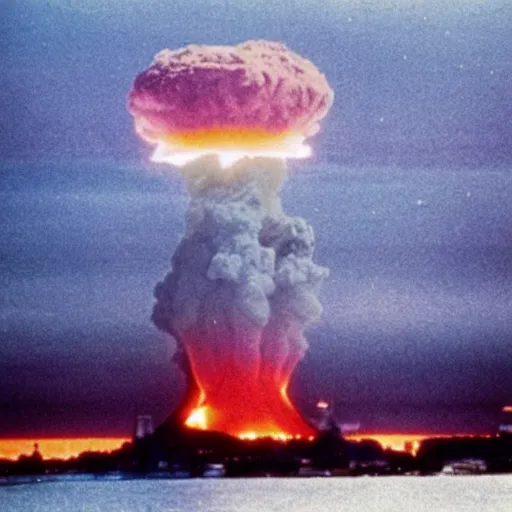 Image similar to photo of a nuclear explosion in new york in the year 1 9 8 9, color picture