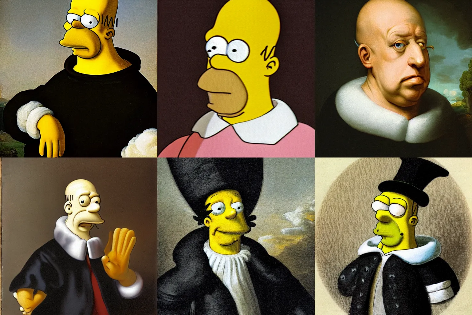 Prompt: homer simpson, painting by rembrant