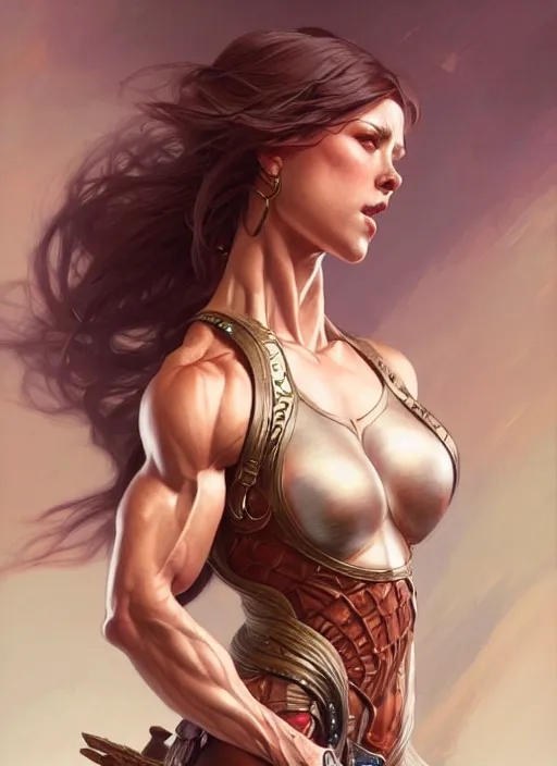 Prompt: portrait of aggressive female bunny humanoid, d & d, muscular! sexy! fantasy, intricate, elegant, highly detailed, digital painting, artstation, concept art, smooth, sharp focus, illustration, art by artgerm and greg rutkowski and alphonse mucha