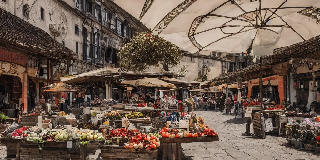 Image similar to an old marketplace by Ilona Reny, sharp image, no blur, 24 F-Stop