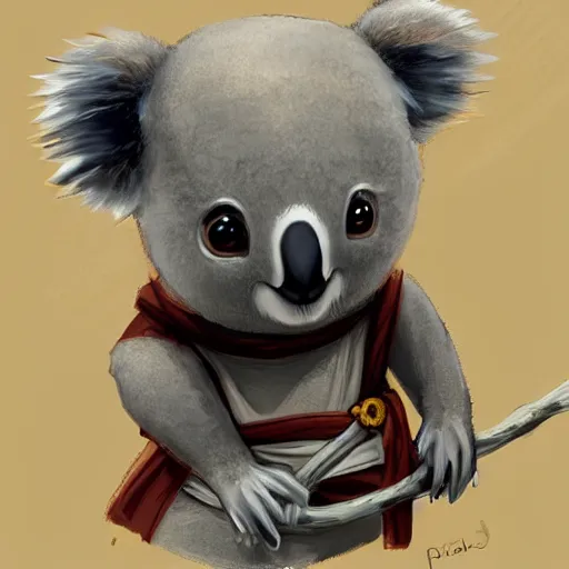 Image similar to a cute koala dressed in a shinobi outfit, digital art by łukasz piskorz and patrick mcenvoy and michael komarck, intricate, highly detailed, artstation, concept art, smooth, sharp focus vector centered