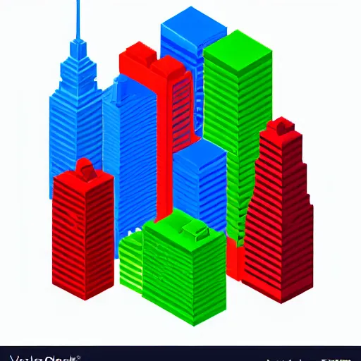 Image similar to new york city skyline, simple voxel art, isometric view