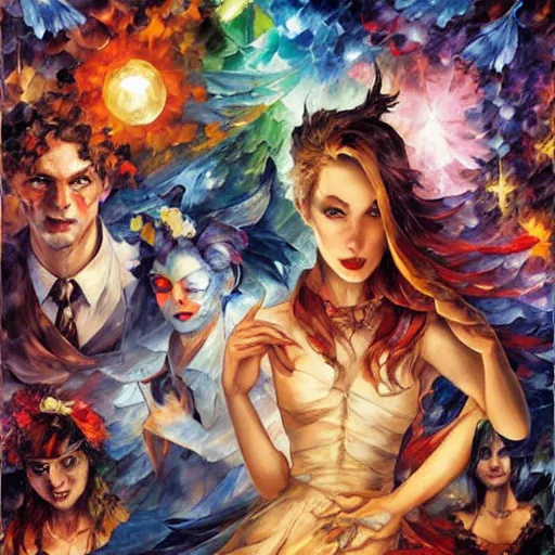 Image similar to rave by arthur adams, charlie bowater, leonid afremov, chiho ashima, karol bak, david bates, tom chambers