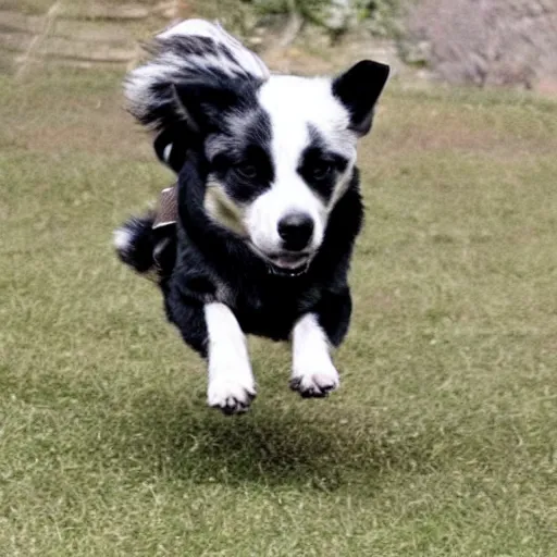 Image similar to a cute dog with the zoomies