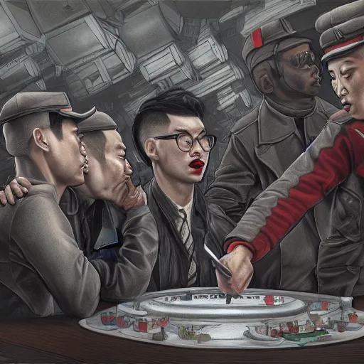 Image similar to gay communism, highly detailed, digital painting, artstation, concept art, smooth, sharp focus, illustration, by bartek fedyczak, erak note, tooth wu, neil richards, kan liu, siwoo kim, jisu choe