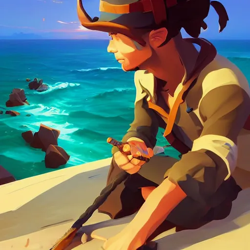 Image similar to painting treasure on sea of thieves game smooth median photoshop filter cutout vector, behance hd by jesper ejsing, by rhads, makoto shinkai and lois van baarle, ilya kuvshinov, rossdraws global illumination