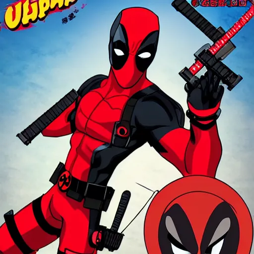 Image similar to Deadpool in a Japanese anime