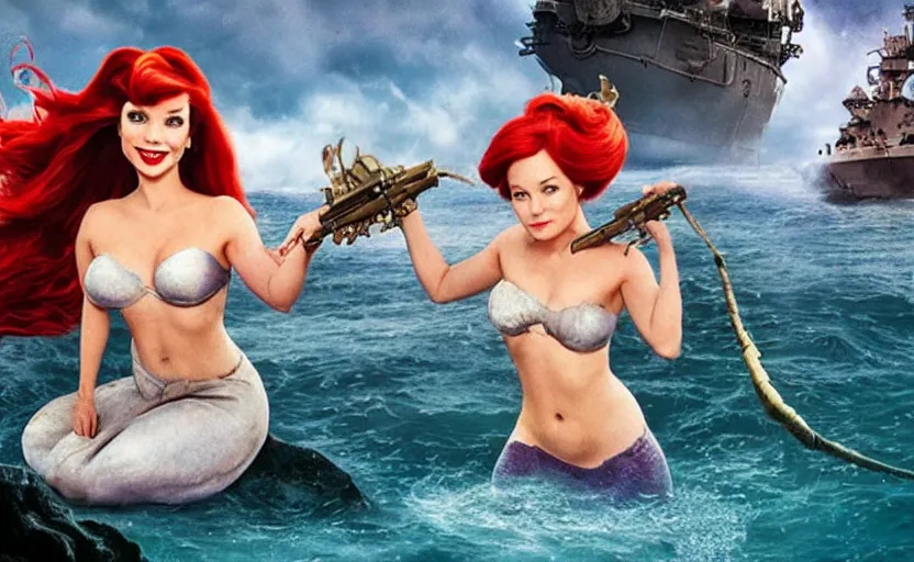 Image similar to the little mermaid as tank girl live action movie