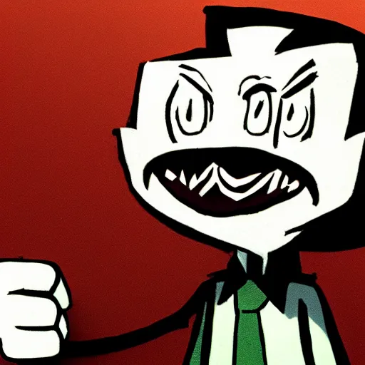 Image similar to a portrait of wilson from don't starve giving a thumbs up