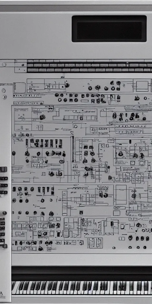 Image similar to synthesizer designed by commodore computers, detailed drawing