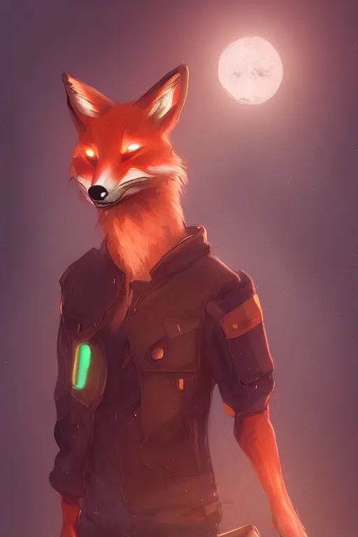 Image similar to a fox fursona, trending on artstation, by kawacy, furry art, digital art, cyberpunk, high quality, backlighting