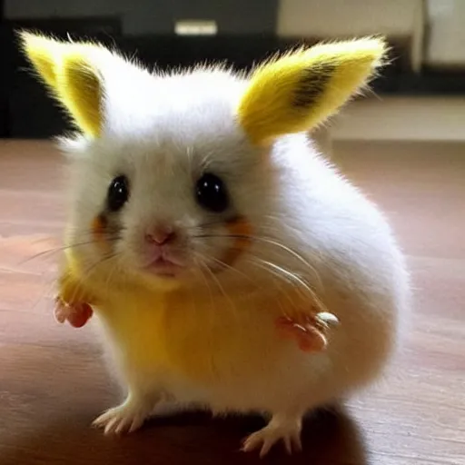 Image similar to half pikachu, half hamster, baby animal, cute, adorable