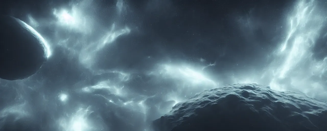 Prompt: epic beautiful minimalist space nebulae space scene, spaceengine, highly detailed, chiaroscuro, volumetric lighting, octane render, majestic, mysterious, double - exposure, light, tones of black in background, sublime, soft lighting, ray tracing global illumination, translucid luminescence, lumen reflections