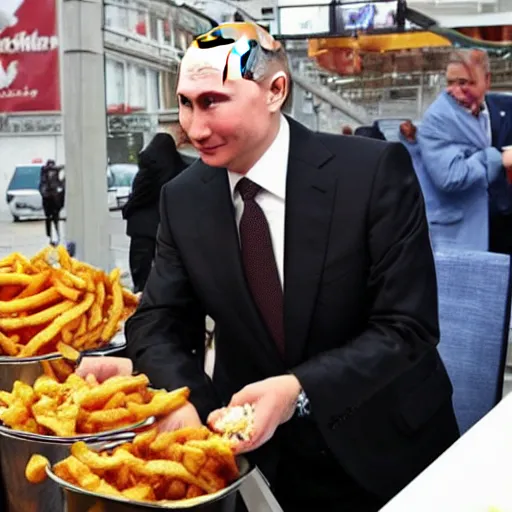 Image similar to vladimir putin enjoying a delicious poutine