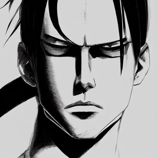 Prompt: Levi Ackerman portrait, elegant, 2d, ultra highly detailed, digital painting, smooth, sharp focus, artstation, art by Tsutomu Nihei