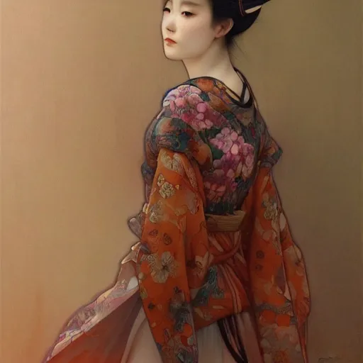 Prompt: a japanese woman diffuse lighting, fantasy, intricate, elegant, highly detailed, lifelike, photorealistic, digital painting, artstation, illustration, concept art, smooth, sharp focus, art by John Collier and Albert Aublet and Krenz Cushart and Artem Demura and Alphonse Mucha