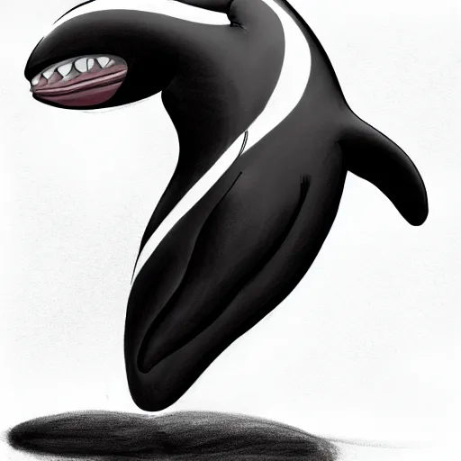 Prompt: a person transforming into and orca pooltoy, hd, drawing, digital art