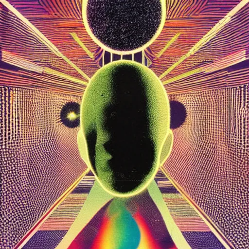 Image similar to 1970s, psychedelic, textured, minimal, poster art , for a band named “moon zero”,