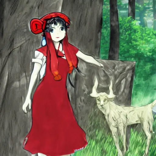 Prompt: a professional anime drawing of reimu in the jungle wearing bonnet