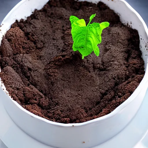 Prompt: photo of a dirt cake