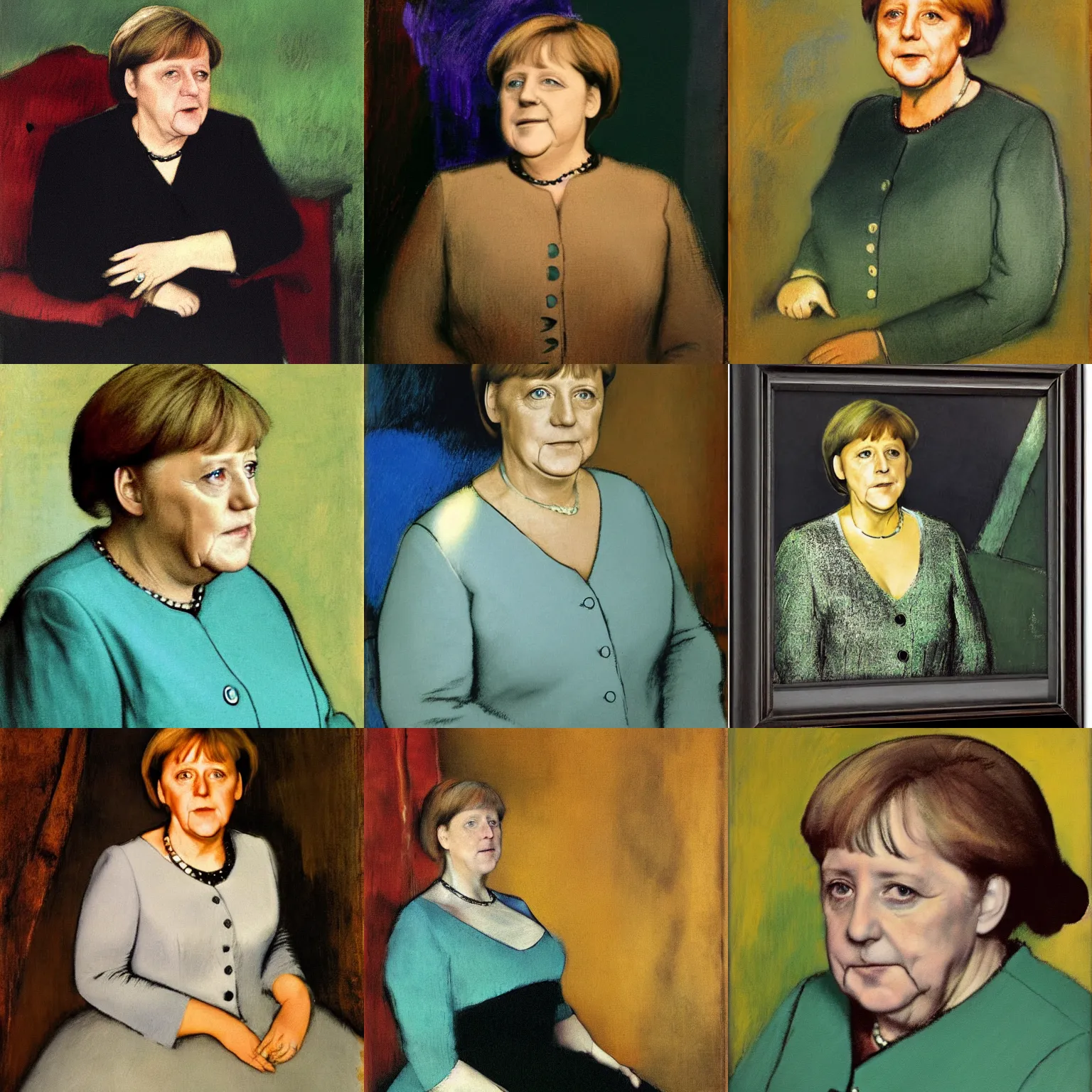 Prompt: portrait of angela merkel, by edgar degas