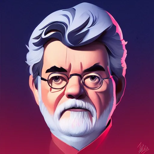 Image similar to face icon stylized minimalist george lucas, loftis, cory behance hd by jesper ejsing, by rhads, makoto shinkai and lois van baarle, ilya kuvshinov, rossdraws global illumination