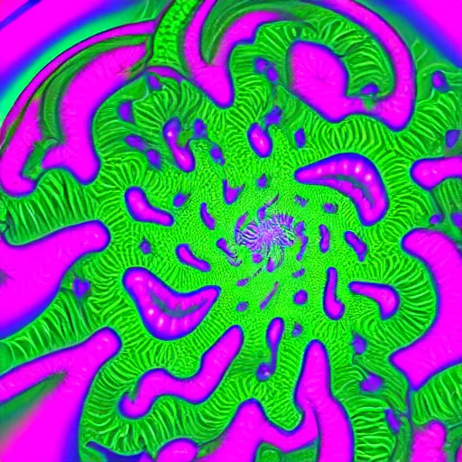 Image similar to green fractal tunnel, lsd, psychedelics