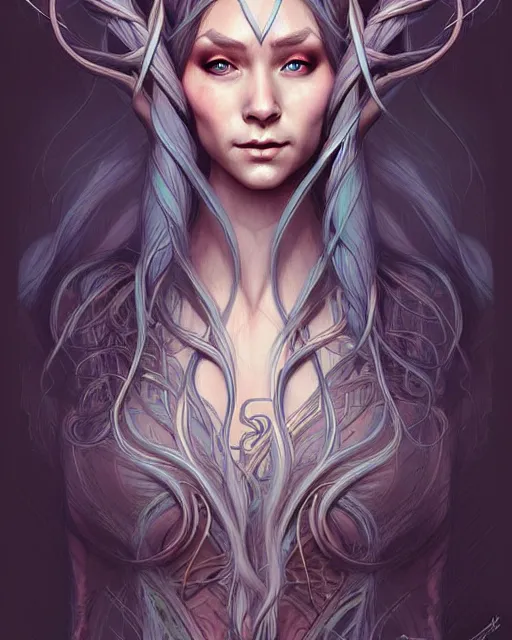 Image similar to digital art, centered elven with short haire made with intricate roots, by james jean and by artgerm, by ross tran, ultradetailed, charachter design, concept art, trending on artstation,