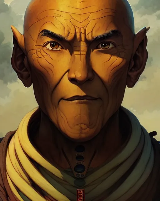 Prompt: bumi from avatar the last airbender, character portrait, portrait, close up, concept art, intricate details, highly detailed by greg rutkowski, michael whelan and gustave dore