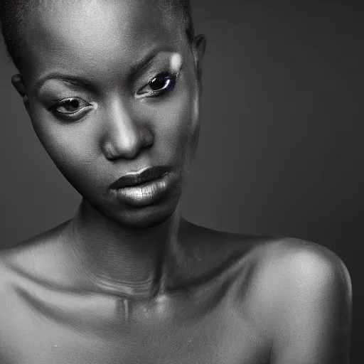 Image similar to Photo of a African woman ,bold, self confidence, cinematic, light makeup focus