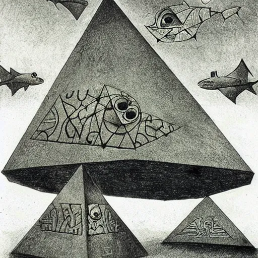 Image similar to powerful 1920's smoky reef pyramid shark pollen dam beans , by H.P. Lovecraft and Juan Giménez and Paul Klee , Concept Art , constructivism , postmodern