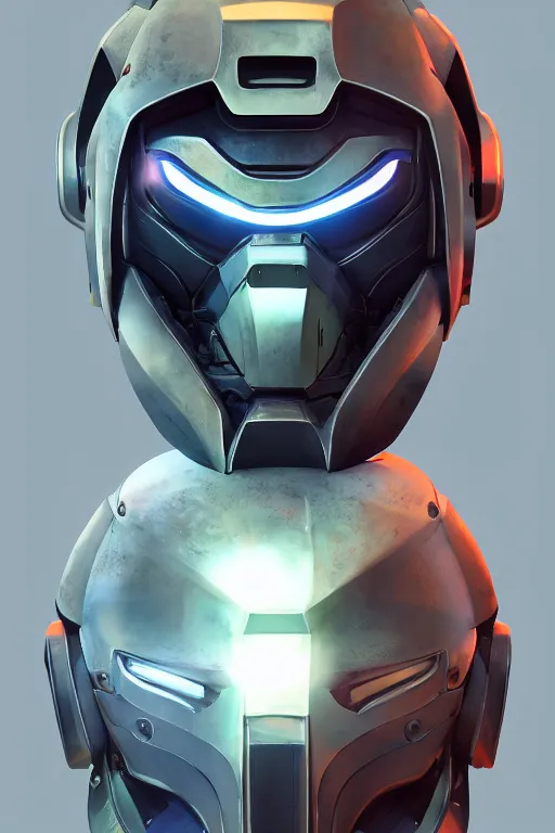 Image similar to robot ninja mask helmet halo master chief radiating a glowing aura global illumination ray tracing hdr fanart arstation by ian pesty and katarzyna da „ bek - chmiel