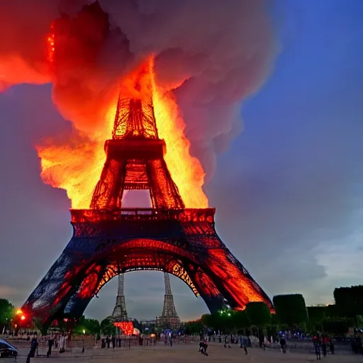 Prompt: the eiffeltower on fire