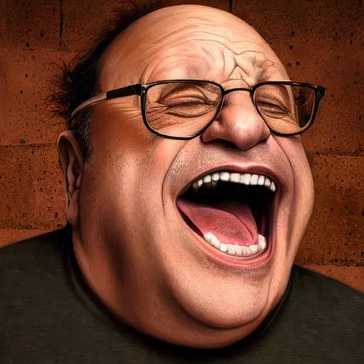 Image similar to hyperrealistic mixed media high resolution image of Danny DeVito angrily screaming into a urinal, stunning 3d render inspired art by István Sándorfi and Greg Rutkowski and Unreal Engine, perfect symmetry, dim volumetric lighting, 8k octane beautifully detailed render, post-processing, extremely hyper-detailed, intricate, epic composition, highly detailed attributes, highly detailed atmosphere, full body shot, cinematic lighting, masterpiece, trending on artstation, very very detailed, masterpiece, stunning, flawless structure, lifelike texture, perfection,