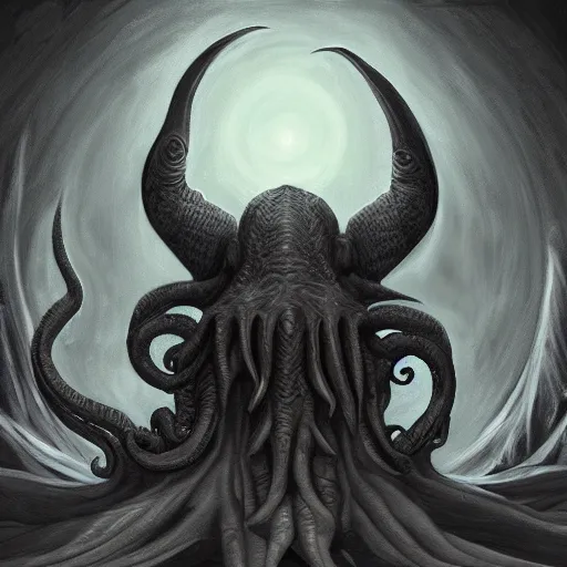 Image similar to cthulhu sleeps at r'lyeh. dramatic. wide angle. digital painting. trending on art station.