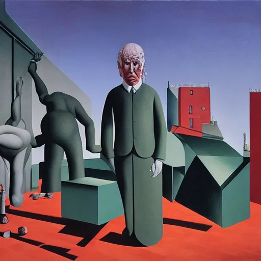 Image similar to problem of evil, godless, symbolic, freudian, by de chirico and magritte and paula rego and neo rauch