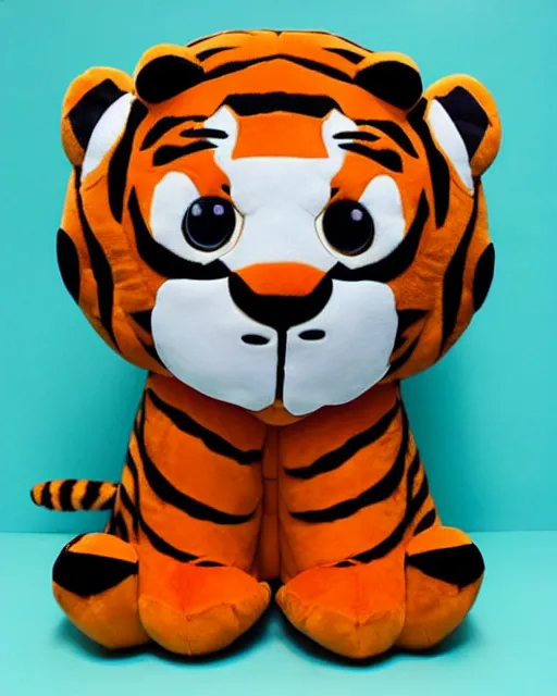 Prompt: an antropomorphic tiger plushie, digital art by studio ghibli, googly eyes, cute, anime artstyle