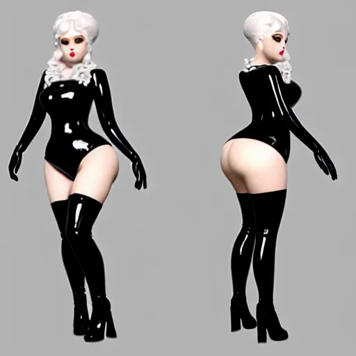 Prompt: a curvy feminine pale goth cutie in an elaborate black latex-leather-rubber tight neck-high outfit, with a thin waist, cgsociety, photorealistic, sublime-comfy-elegant ambience, 16k, smooth, sharp focus, trending on ArtStation, volumetric lighting, fully clothed, worksafe
