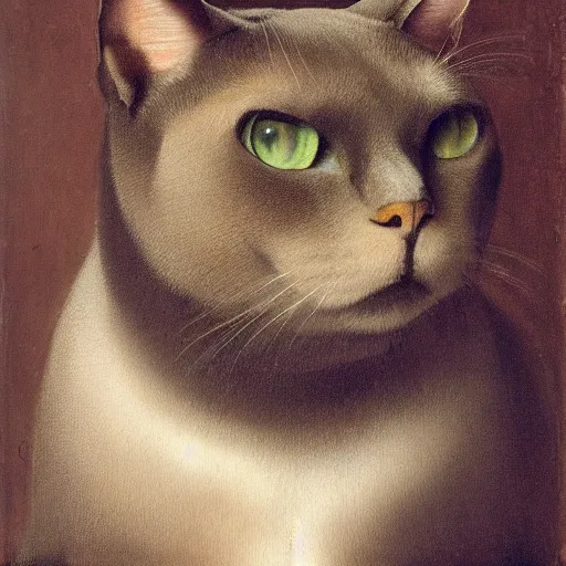 Image similar to renaissance portrait of a burmese cat