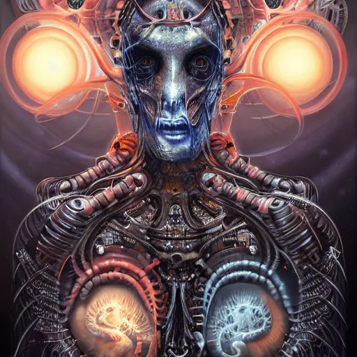 Prompt: cosmic fractal biopunk giger portrait, pixar style, by tristan eaton stanley artgerm and tom bagshaw.