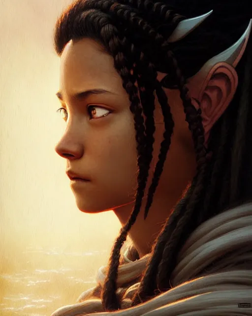 Prompt: katara from avatar the last airbender, character portrait, portrait, close up, concept art, intricate details, highly detailed by greg rutkowski, michael whelan and gustave dore