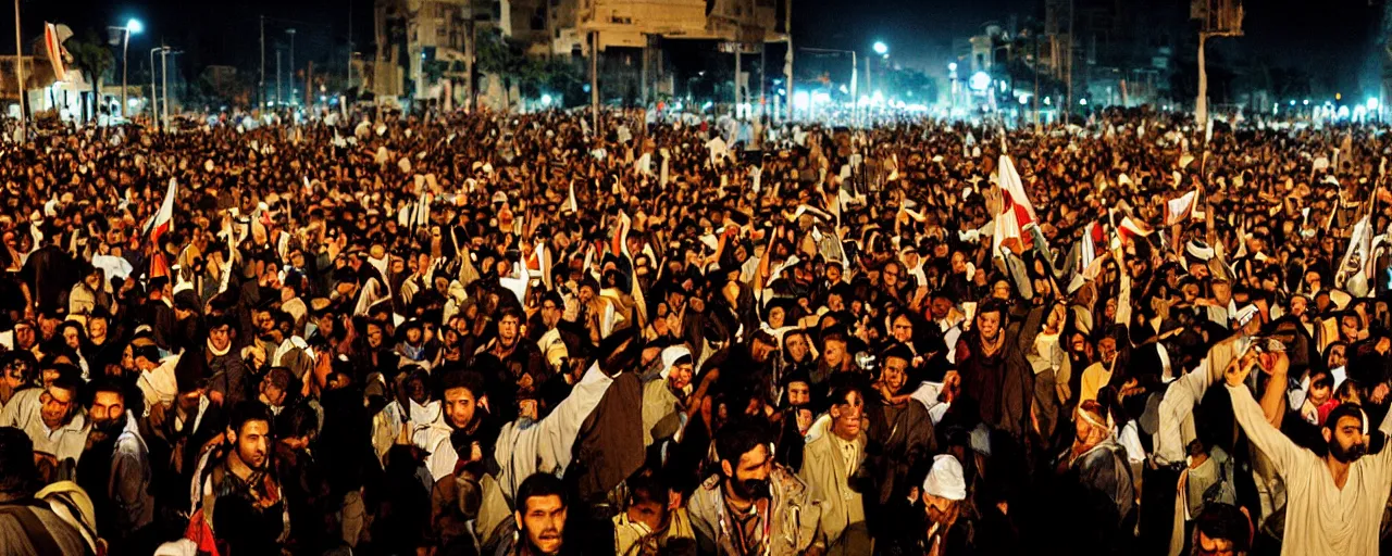 Image similar to arab spring protests, 2 0 1 1, national geographic, canon 5 0 mm, cinematic lighting, photography, retro, film, kodachrome