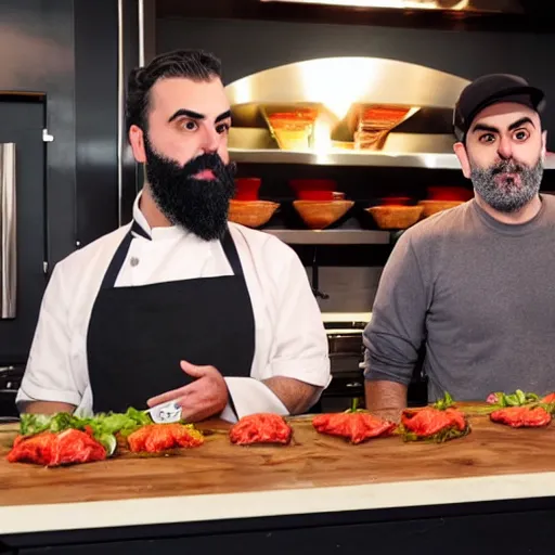 Prompt: ethan klein and keemstar on an episode of hell's kitchen