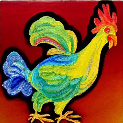 Image similar to prismatic chicken