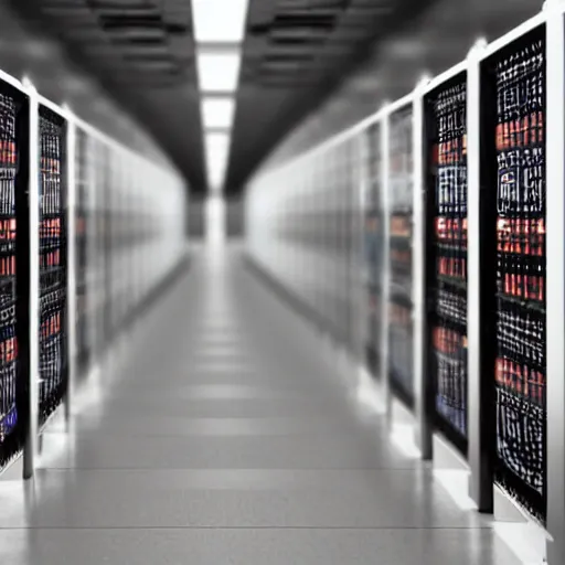 Image similar to an infinite hallway full of computer servers